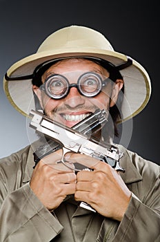 Funny safari hunter