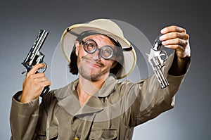 Funny safari hunter