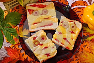 Funny sandwiches with mummy for halloween