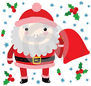 Funny Santa with Bag of Gifts