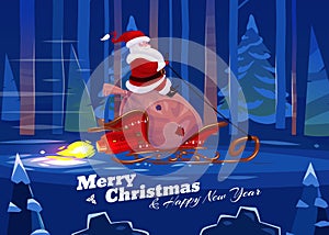 Funny santa. Christmas greeting card background