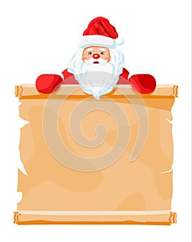 Funny santa claus character greeting.