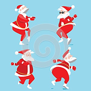 Funny Santa Claus dancing the twist, Christmas set