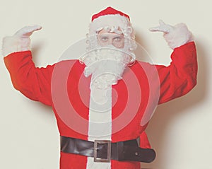 Funny Santa Claus have a joy