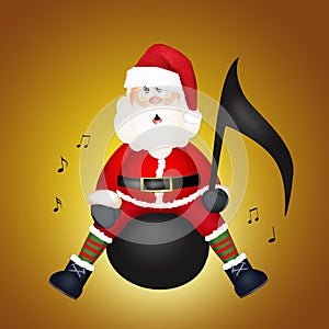 Funny Santa Claus on musical note