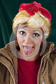 Funny Santa Claus sticking out tongue