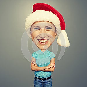 Funny santa girl with big head