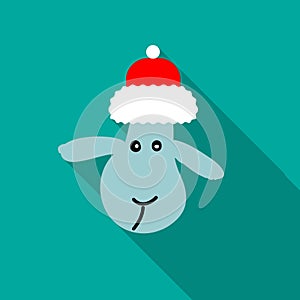 Funny Santa sheep flat design