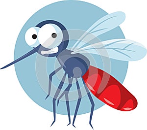 Funny Scared Mosquito Vector Cartoon Character Illustration