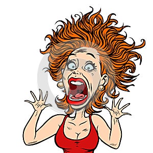 Funny scared woman