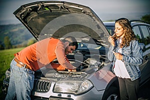 Funny scenario. A young couples car breakdown