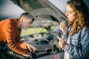 Funny scenario. A young couples car breakdown