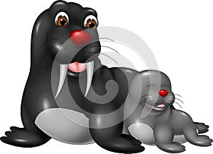 Funny seals cartoon sleeping with laughing
