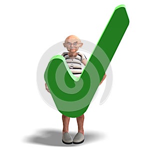 A funny senior with webpage elements