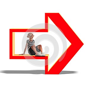 A funny senior with webpage elements