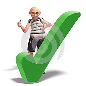 A funny senior with webpage elements