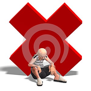 A funny senior with webpage elements