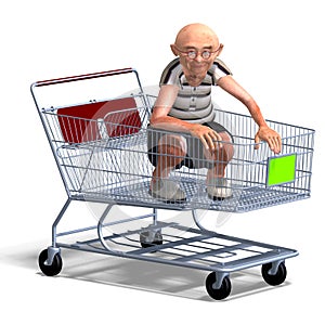 A funny senior with webpage elements