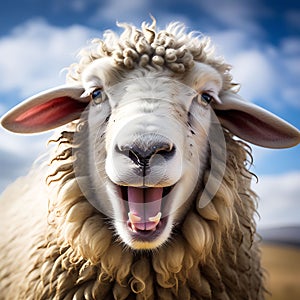 Funny Sheep - Portrait of Sheep Showing Tongue