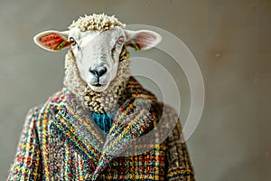 Funny Sheep in Tweed Jacket