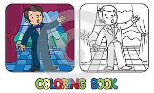 Funny singer or vocalist. Coloring book