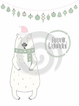 Funny singing polar bear Christmas card