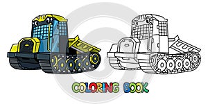 Funny skidding tractor with eyes coloring book