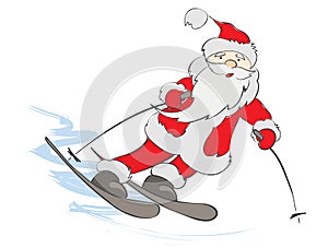 Funny skier Santa