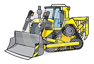 Funny small bulldozer with eyes