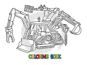 Funny small bulldozer multi tool coloring book