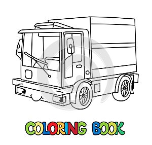 Funny small lorry with eyes. Car coloring book