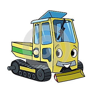 Funny small mini tractor with eyes