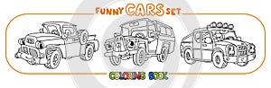 Funny small retro pickup truck cars coloring book