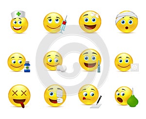 Funny smileys set to the medical thematics