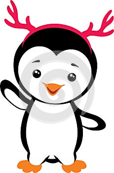 Funny smiling baby penguin. Simple flat drawing