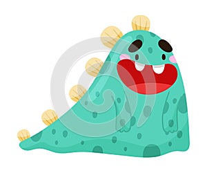 Funny Smiling Toothy Monster with Horns Vector Illustration