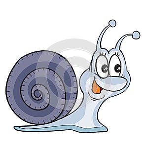 Funny snail character, cartoon illustration, isolated object on white background, vector illustration