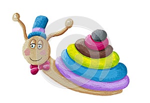 Funny snail with hat and bow tie