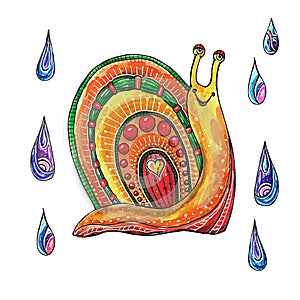 Funny snail.Illustration with snail.Set with funny snail.