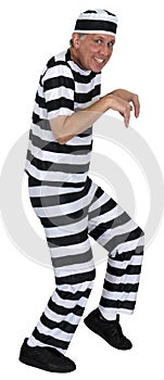 Funny Sneaking Convict Burglar Isolated on White photo