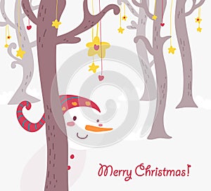 Funny snowman christmas greetings card photo