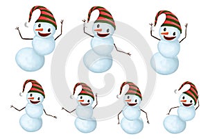 Funny Snowman set with Hat and Carrot Nose dancing