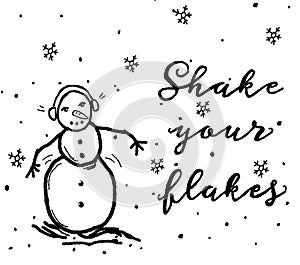 Funny snowman sketch