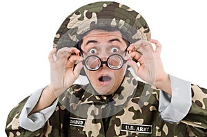 Funny soldier in military