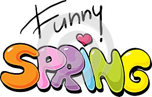 Funny Spring inscription - vector illustration
