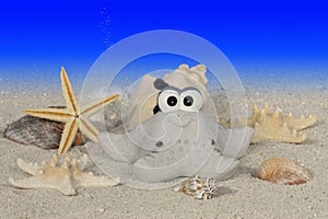 Funny starfish under water