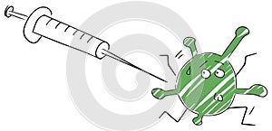 Funny stickman illustration flu vaccination shot patient