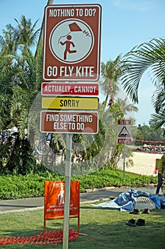 Funny street sign in Sentosa Island