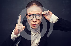Funny strict teacher with glasses photo