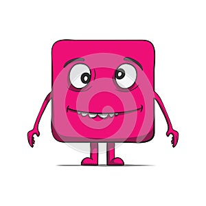 Funny stupid cube dude. Square character. Vector